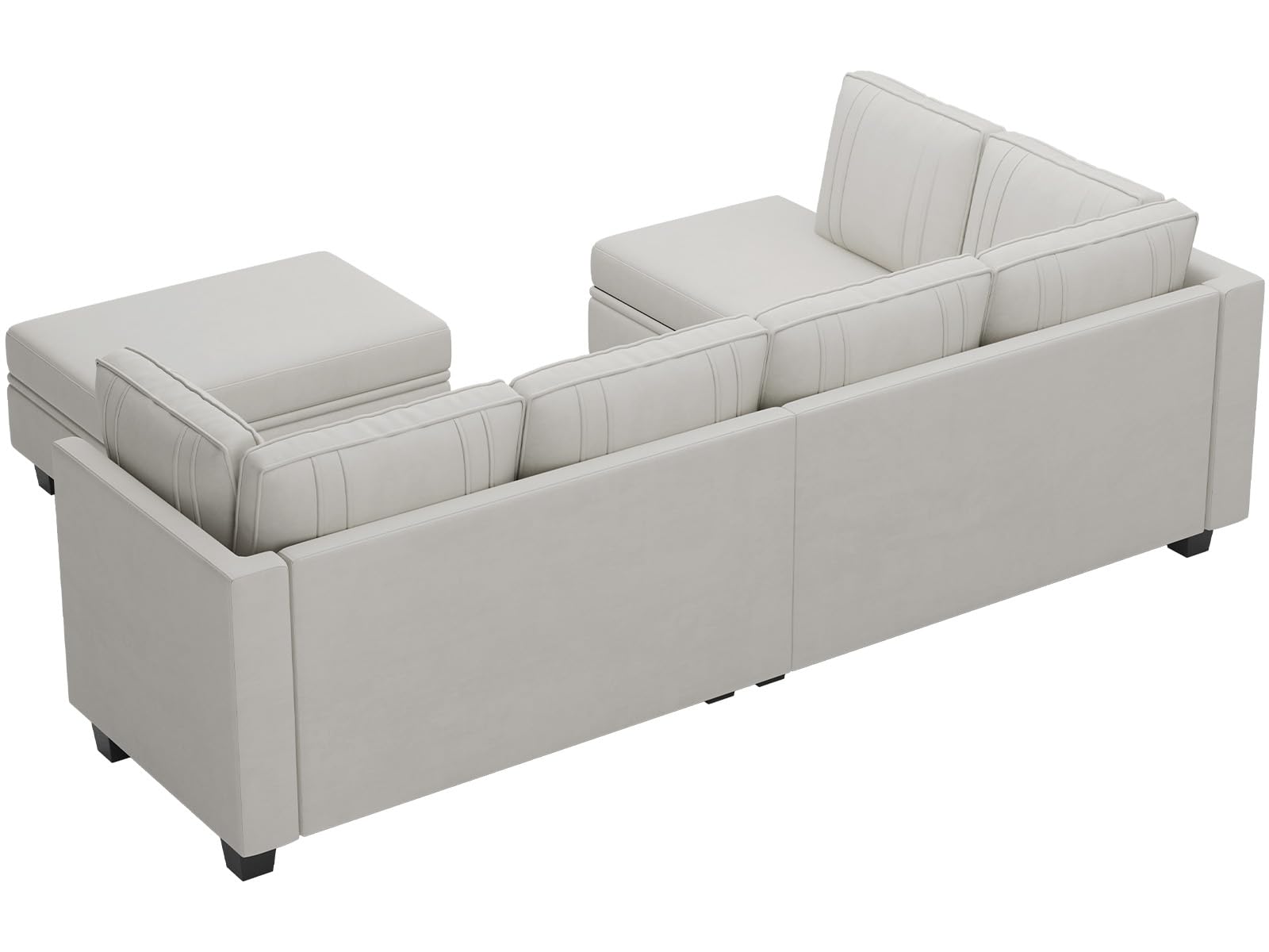 Belffin Velvet Sectional Sofa with Storage Ottoman Cream L Shaped Couch Sofa Convertible L-Shaped Sofa Beige