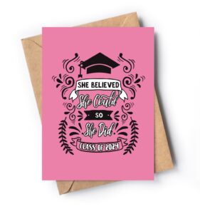 graduation card for her - high school college graduation cards 2024 for women - masters degree congratulations cards for girls - proud of you card for daughter, granddaughter, sister, niece...