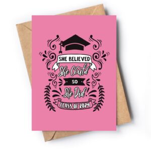 Graduation Card for Her - High School College Graduation Cards 2024 for Women - Masters Degree Congratulations Cards for Girls - Proud of You Card for Daughter, Granddaughter, Sister, Niece...