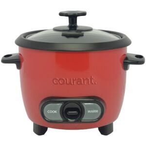 courant rice cooker 6-cup (cooked), removable non-stick bowl, one touch rice cooker, red