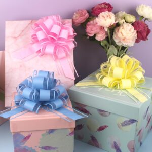 8 Piece Large Gift Bow,Multi Colour Drawstring Bow for Gift Wrap,6 inch,Basket and Wedding Decoration,Holiday and Birthday Gift Wrap Bows