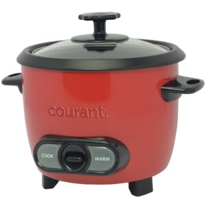 Courant Rice Cooker 6-Cup (Cooked), Removable Non-Stick Bowl, One Touch Rice Cooker, Red