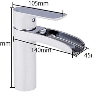 HOONWEAR Kitchen Taps Kitchen Tap Basin Faucet Faucet White Chrome Waterfall Faucets Bathroom Sink Faucet Water Tap Mixer Sink Bath Faucets Brass Basin Mixer, CF001