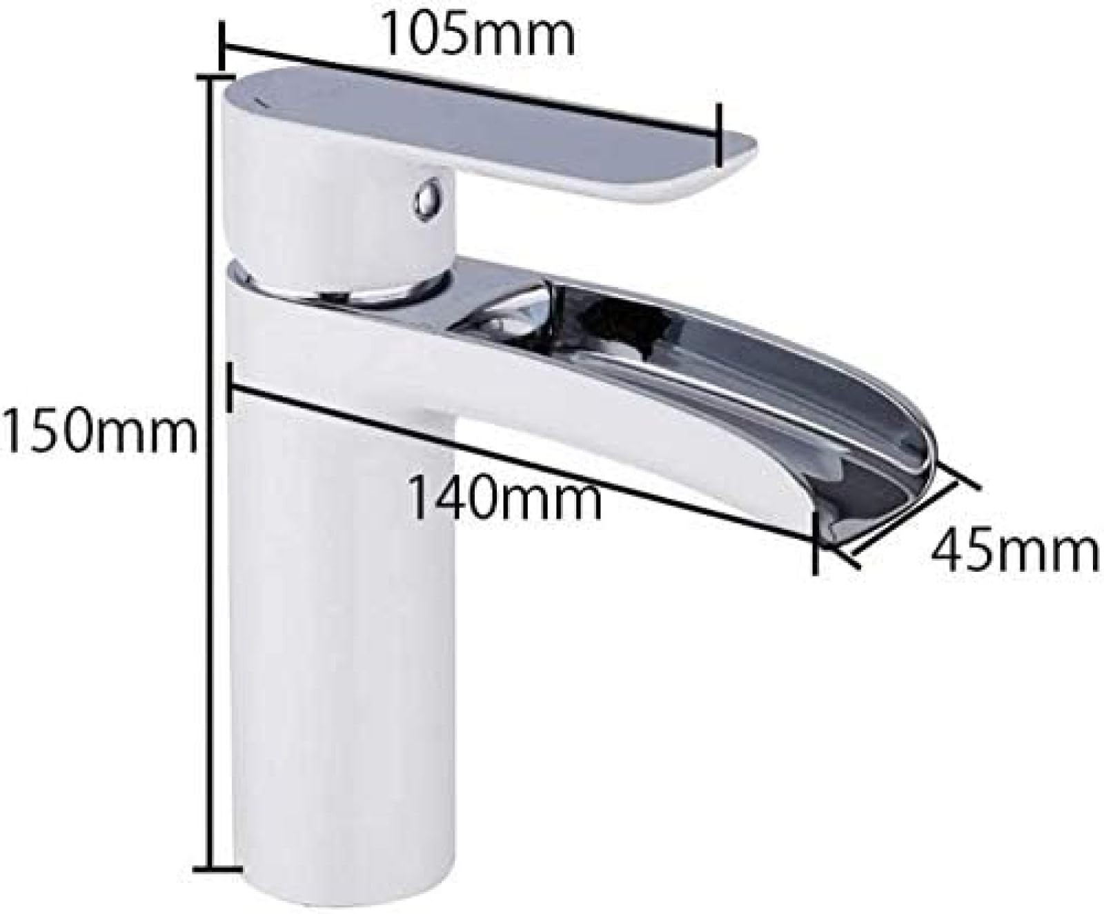 HOONWEAR Kitchen Taps Kitchen Tap Basin Faucet Faucet White Chrome Waterfall Faucets Bathroom Sink Faucet Water Tap Mixer Sink Bath Faucets Brass Basin Mixer, CF001