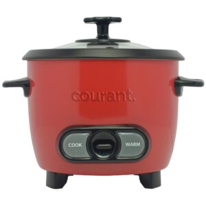 Courant Rice Cooker 6-Cup (Cooked), Removable Non-Stick Bowl, One Touch Rice Cooker, Red