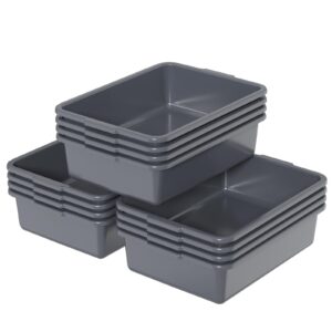 Dehouse 13 L Plastic Commercial Utility Bus Boxes, 12-Pack Bus Tubs, Gray