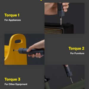 HOTO Electric Screwdriver Rechargeable,25+20 Extra Bits Enhanced Set,3.6V Cordless Screwdriver Set,3 Torque Settings,1500mAh Battery,LED Light for Furniture/Electric Appliances,No Charging Cable