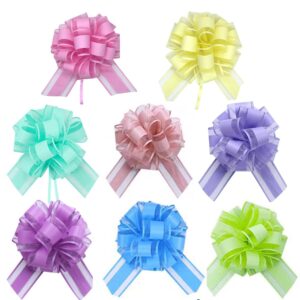 8 piece large gift bow,multi colour drawstring bow for gift wrap,6 inch,basket and wedding decoration,holiday and birthday gift wrap bows