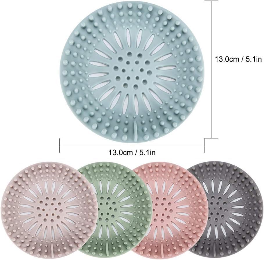 Hair Catcher Shower Drain Covers, 5 Pack Durable Silicone Bathtub Hair Stopper, Easy to Install and Clean, for Bathroom Tub Shower and Sink