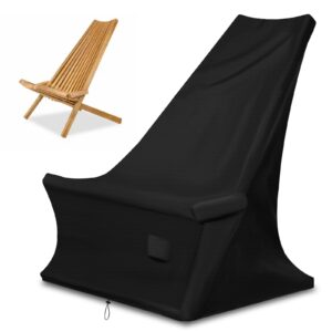 gjmztqg heavy duty outdoor wooden folding chair cover, 600d waterproof uv resistant anti-fading patio chair cover, with air vent and drawstring, black,30"l x 21.5"w x 31.5"h