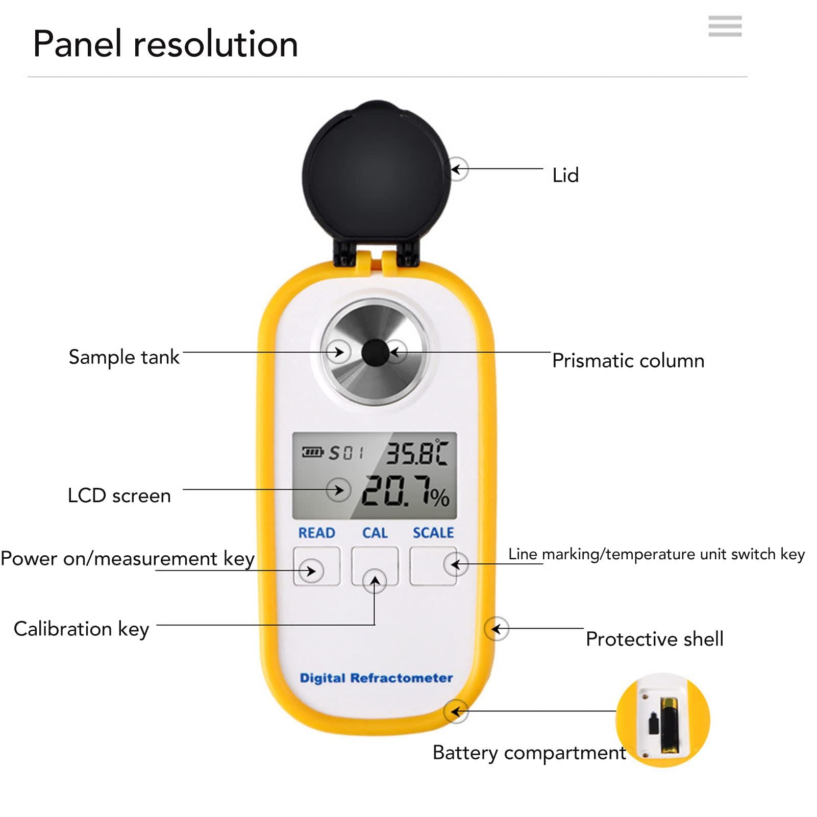 Handheld Digital Refractometer Measures 0-80% Concentration of White spiriit, Sugar Content - Portable spiriit Meter Tester for Industrial use