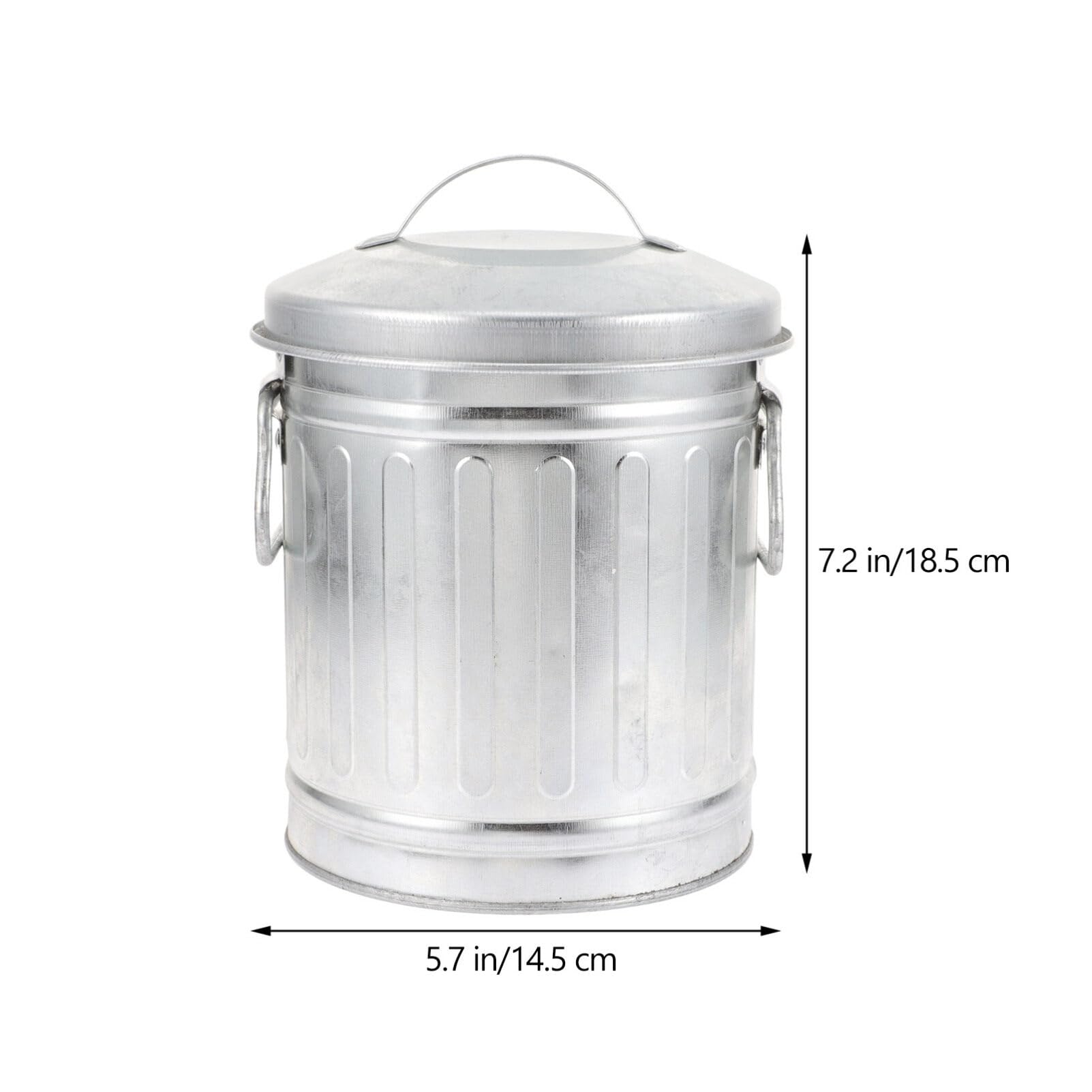 SEWACC Mini Galvanized Trash Can Small Metal Bucket with Lid Tabletop Wastebasket Garbage Can for Plant Flower Pot Pen Holder A