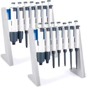 elabpal 2pcs pipette stand, laboratory plastic linear micropipette rack, pipettor holder, fits up to 7-8 pipettes, pack of 2(pipettes not included)