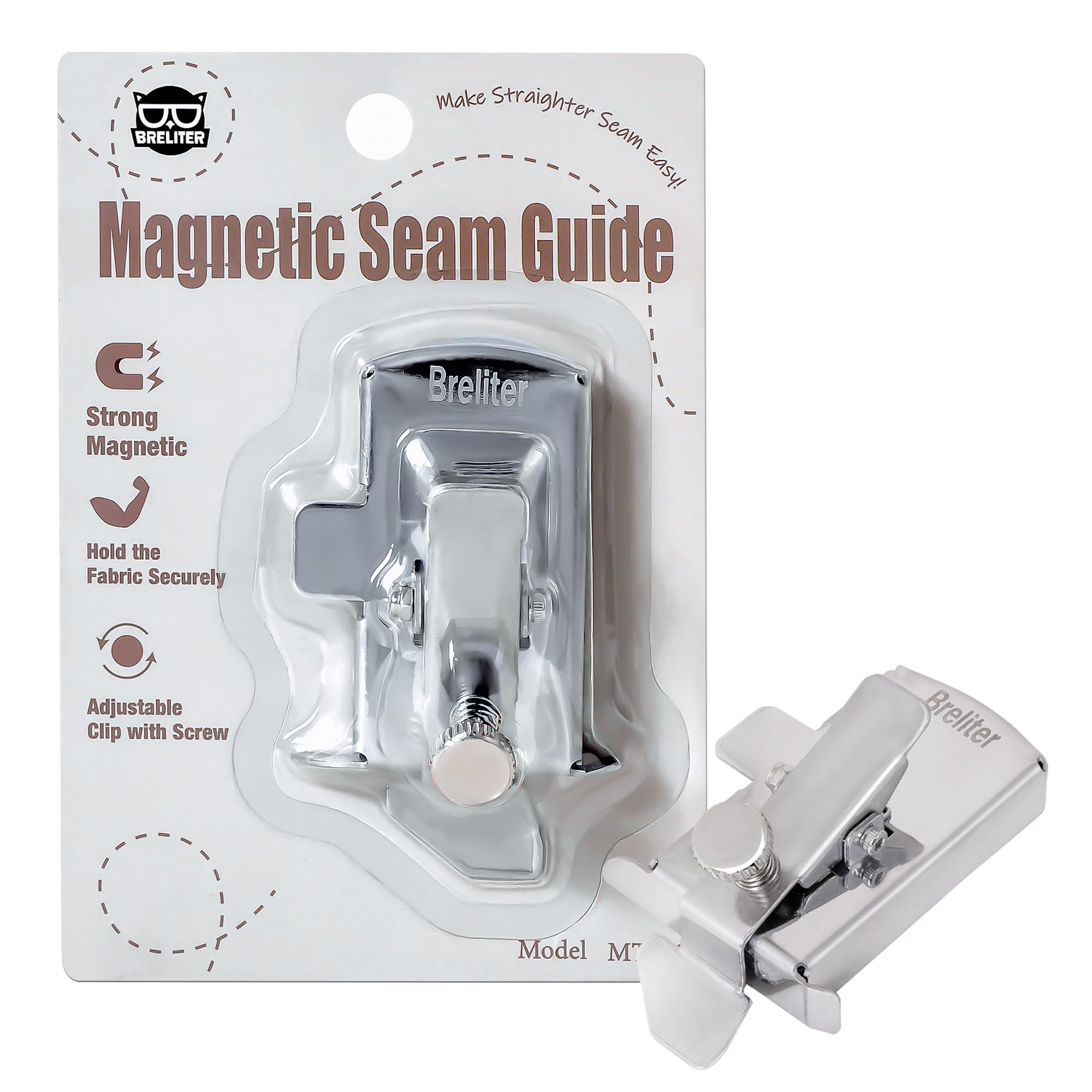 Breliter Magnetic Seam Guide for Sewing Machine - MT103 Sewing Guide with Fasten Clip Hem for Walking Foot Sewing Machine Hemming Sewing Supplies Accessories