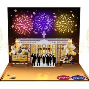 graduation card, 3d pop-up music &lights 2024 graduation cards with fireworks,graduation celebration school architectural,gifts for college,university master's (graduation card)