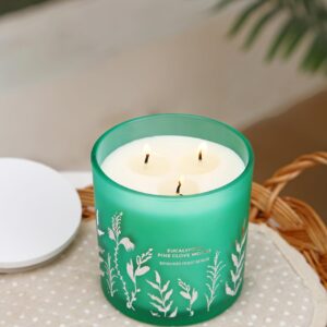 Eucalyptus Pine Clove Balsam Candle 3 Wick - Christmas Tree Scented Candle - Natural Soy Candle for Home Scented 14.5 Oz - Winter Holiday Candle Gift, Aromatherapy Stress Relief Candle for Women & Men