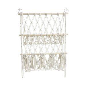 sinolmaibe stuffed animal hammock, double layer woven toy net with tassels, net bag storage rack bookshelf hammocks home decor book shelves, stuffed animal toy storage holder