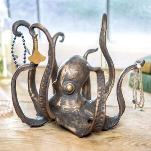 fencyatt Octopus Mug Holder, Octopus Coffee Mug Holder, Octopus Mug Holder for Counter Top, Octopus Cup Holder, Octopus Coffee Cup Holder, Kitchen Dining Bar Statue Accessory, Retro Resin (Copper)