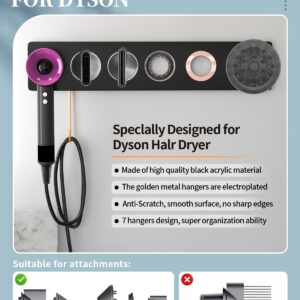 Magnetic Wall Mount Hair Dryer Holder for Dyson Supersonic with 5 Magnetic Rings for The Attachments, Premium Blow Dryer Holder Wall Mounted, Ultimate Convenience (Model A - Black)