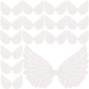 100 pieces angel wings glitter angel wing cute small fabric angel wings patches for diy crafts projects christmas ornament decoration (white)