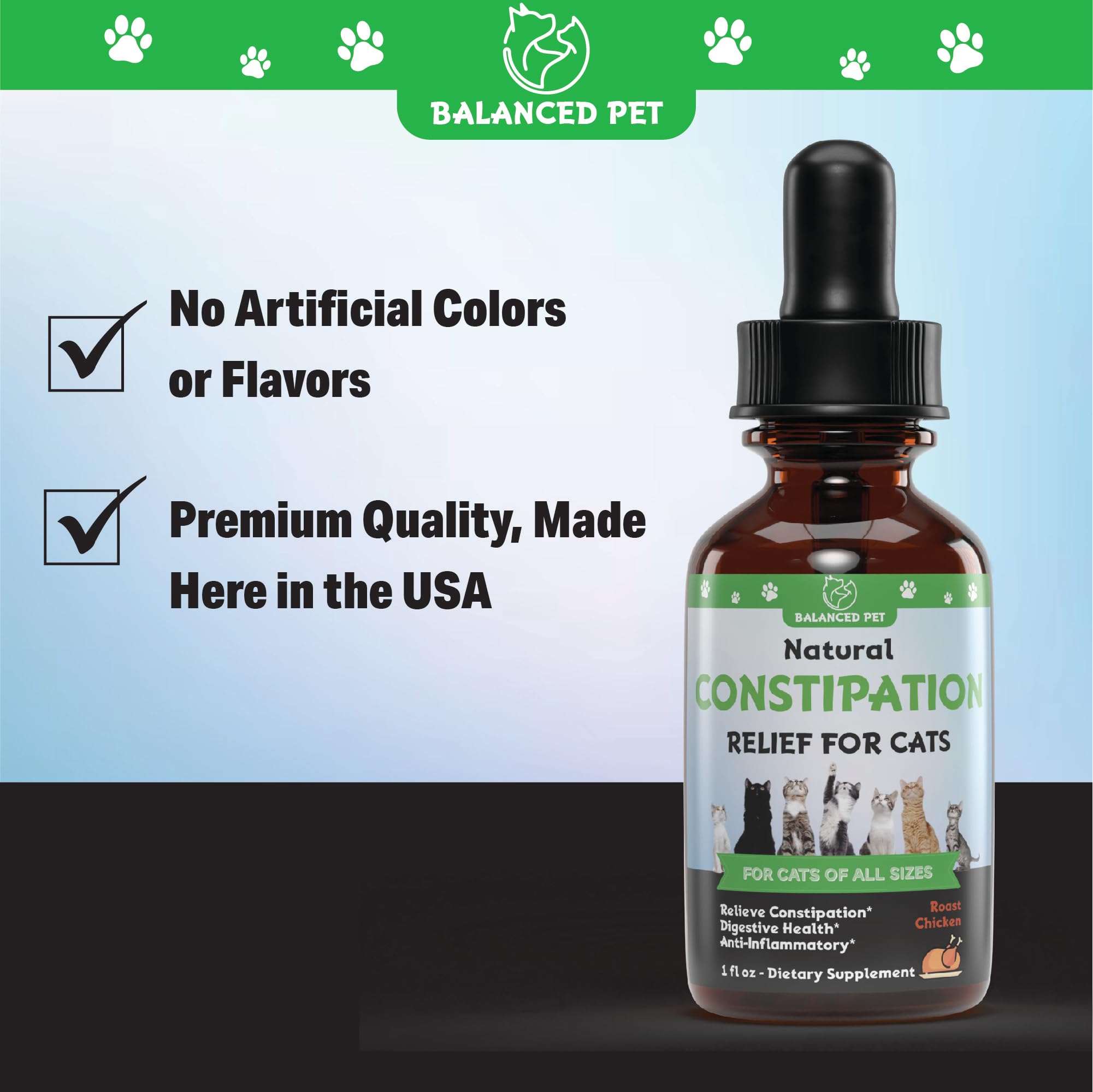 Natural Cat Constipation Relief :: Cat Laxative :: Cat Laxative Constipation Relief :: Constipation Relief for Cats :: Constipation Relief for Cat :: Cat Constipation :: 1 fl oz :: Chicken Flavor