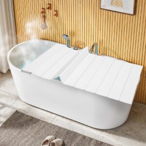 foldable bathtub tray pvc waterproof bathtub cover dustproof shutter bath lid 63x31.5 inch foldable anti-dust bathtub cover bath insulation cover fit most tubs for home bathtubs bathroom spa