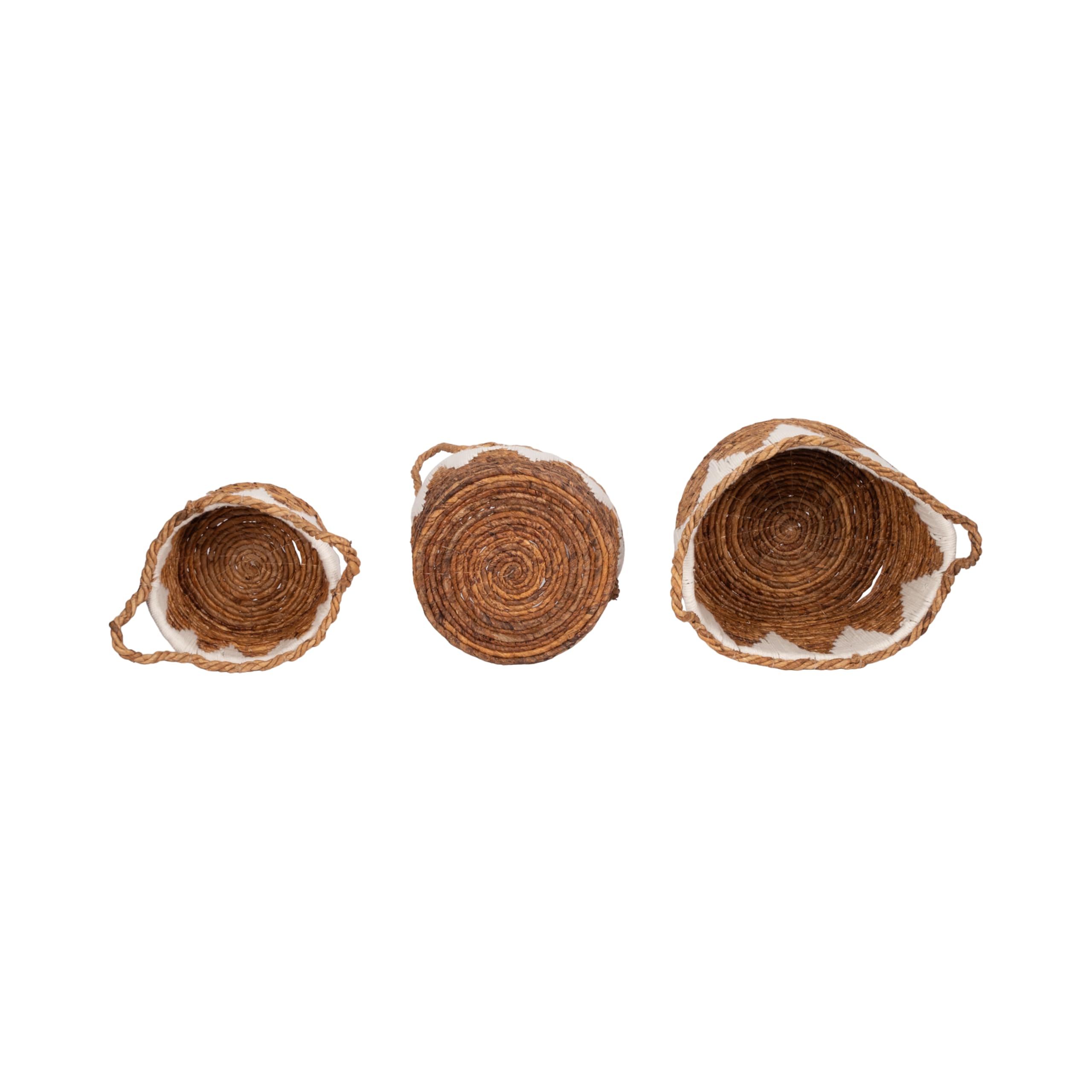 Sagebrook Home Coastal Banana Leaf, Set of Three, Nomad Baskets, Natural Finish, 14" x 14" x 10"