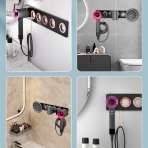 Magnetic Wall Mount Hair Dryer Holder for Dyson Supersonic with 5 Magnetic Rings for The Attachments, Premium Blow Dryer Holder Wall Mounted, Ultimate Convenience (Model A - Black)