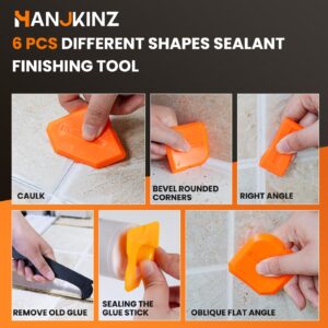 HANJKINZ 3 in 1 Silicone Caulking Tools（Stainless Steelhead), 12pack, Caulk Remover Tool Kit with Replace Silicone Padsgood Pads and Caulk Finishing Tools, Caulking Tool Kit for Kitchen, Bathroom