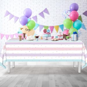 3 Pack Sprinkle Ice Cream Tablecloth Party Decorations, Ice Cream Birthday Plastic Party Supplies, Donut Disposable Rectangle Table Cover for Kids Girls Sweet One Birthday Baby Shower, 54 x 108 Inch