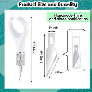 Lasnten 2 Pack Fingertip Craft Knife 4.2 Inch Finger Detail Knife with Blades Ergonomic Hobby Knife Handle with Finger Grip Cutting Tool for Precision Cutting and Trimming, 10 Pcs Blades