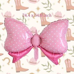 8Pcs Western Themed Party Balloons Cowgirl Boots Balloons Pink Bows Balloons for Western Themed Boots or Bows Gender Reveal Birthday Baby Shower Party Decorations Supplies