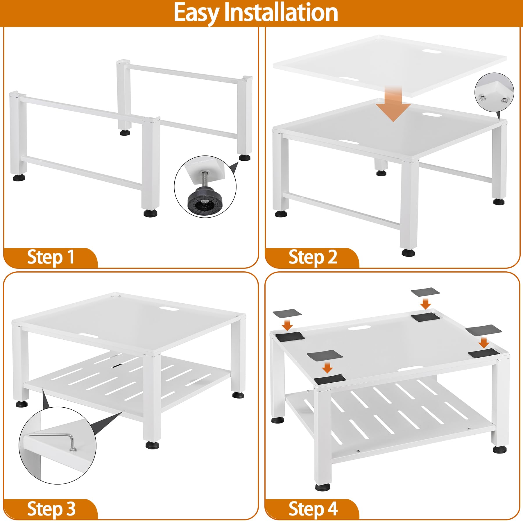 Talustool Premium Washer and Dryer Pedestal Stand Metal Steel Washing Machine Base Heavy Duty Universal Fit 700lbs Capacity Washer Dryer Stand 29 x 29 x 15 Inch