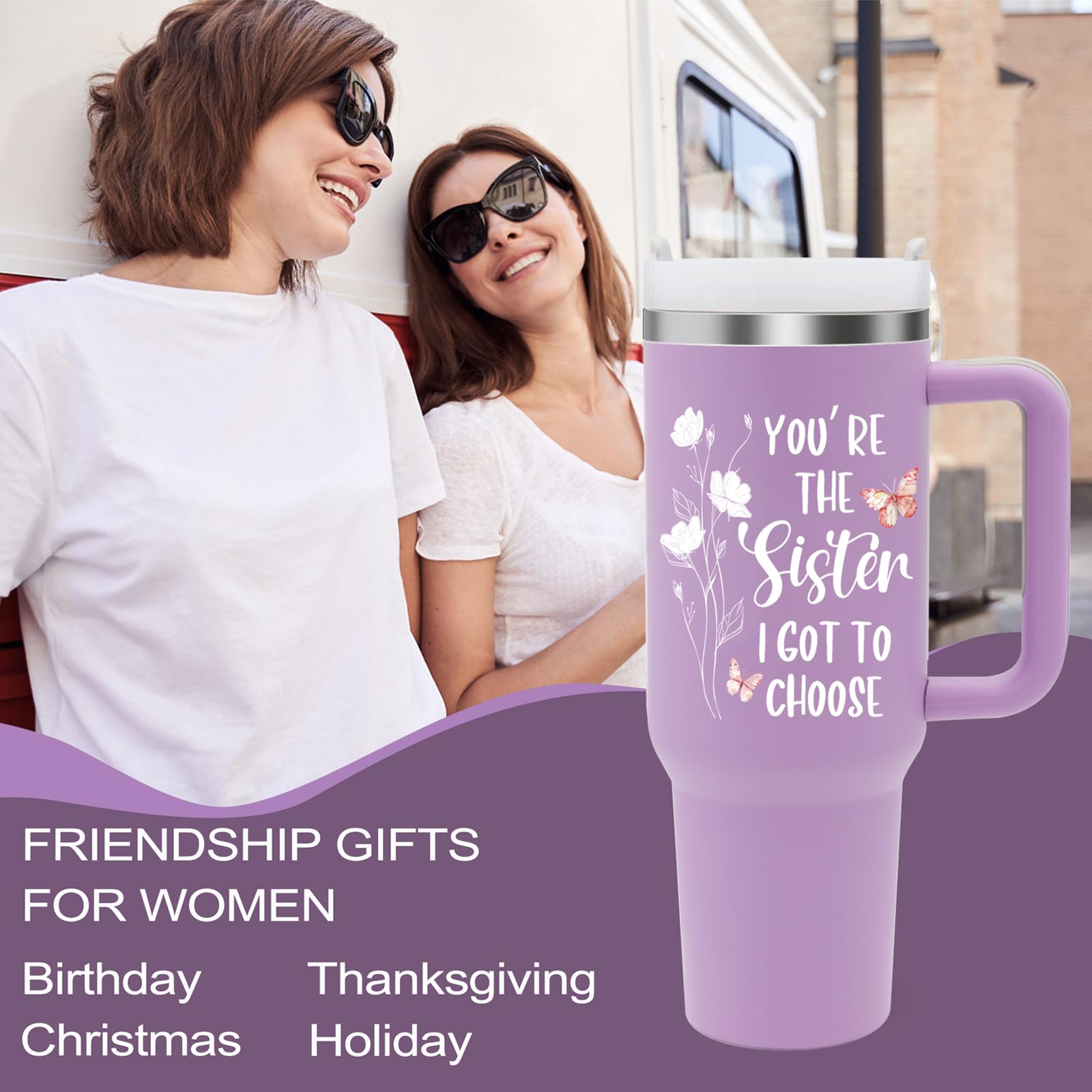 Best Friends Gifts for Women, Best Friend Gift, Soul Sister Gifts, Best Friend Birthday Gifts, Purple Gifts for Best Friend Woman, Friendship Bestie Gifts, Soul Sister Tumbler (40oz, with Lid & Straw)