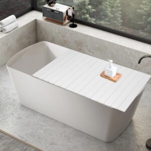 Foldable Bathtub Tray PVC Waterproof Bathtub Cover Dustproof Shutter Bath Lid 63x31.5 inch Foldable Anti-dust Bathtub Cover Bath Insulation Cover Fit Most Tubs for Home Bathtubs Bathroom SPA