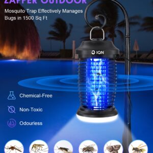 Bug Zapper Outdoor,15w Electric Mosquito Zapper with LED Light for Indoor,4200V Insect Fly Zapper Waterproof with 8.92ft Power Cord,Fly Trap Outdoor for Home,Patio,Backyard,Garden,Camping