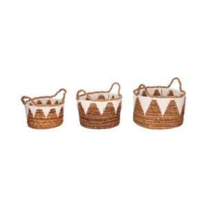 Sagebrook Home Coastal Banana Leaf, Set of Three, Nomad Baskets, Natural Finish, 14" x 14" x 10"