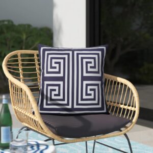 JASEN Navy Blue Outdoor Pillow Covers, Greek kty Outdoor Waterproof Pillow Covers 18x18 Set of 2, Double-Sided Decorative Throw Pillow Cover for Outside Patio Furniture Garden (No Inserts)