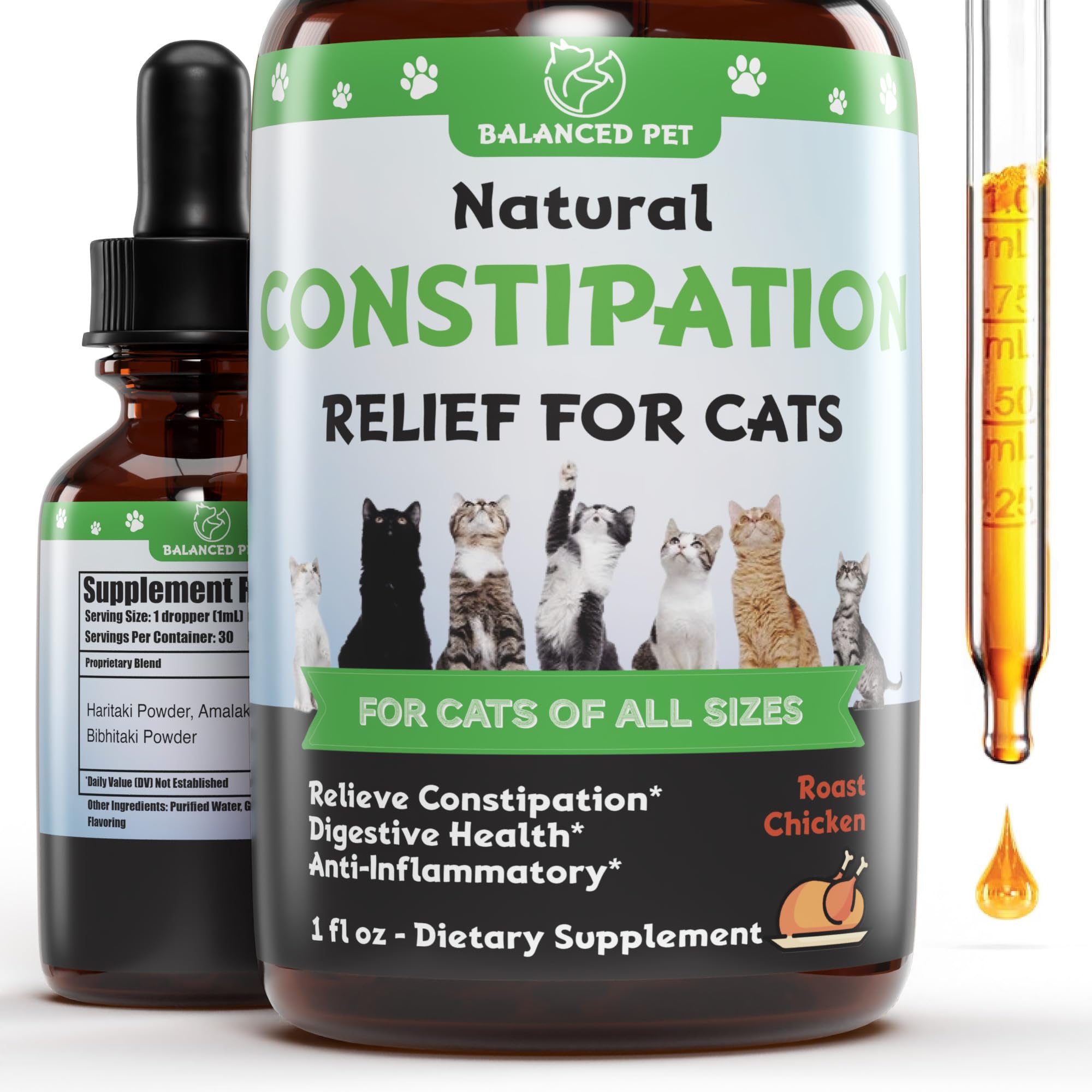 Natural Cat Constipation Relief :: Cat Laxative :: Cat Laxative Constipation Relief :: Constipation Relief for Cats :: Constipation Relief for Cat :: Cat Constipation :: 1 fl oz :: Chicken Flavor