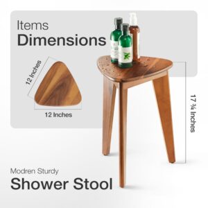 18" Corner Shower Foot Rest - Wooden Showers Stool Seat for Shaving Legs - Small Corner Shower Benches for Inside Shower - Waterproof Bath Step Stools Bench for Bathroom (Height - 18in, Acacia)