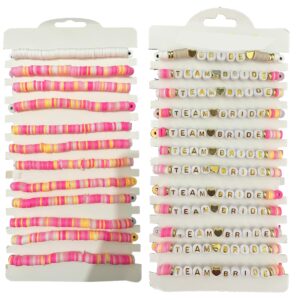 kiwilepi bachelorette party favors, 12pcs beaded bracelets for team bride, stretchy bridesmaid bracelet for bride tribe proposal box wedding party gifts (pink blush multicolor)