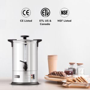 SYBO 2024 UPGRADE SR-CP-50B Commercial Grade Stainless Steel Percolate Coffee Maker Hot Water Urn for Catering, 50-Cup 8L, Silver