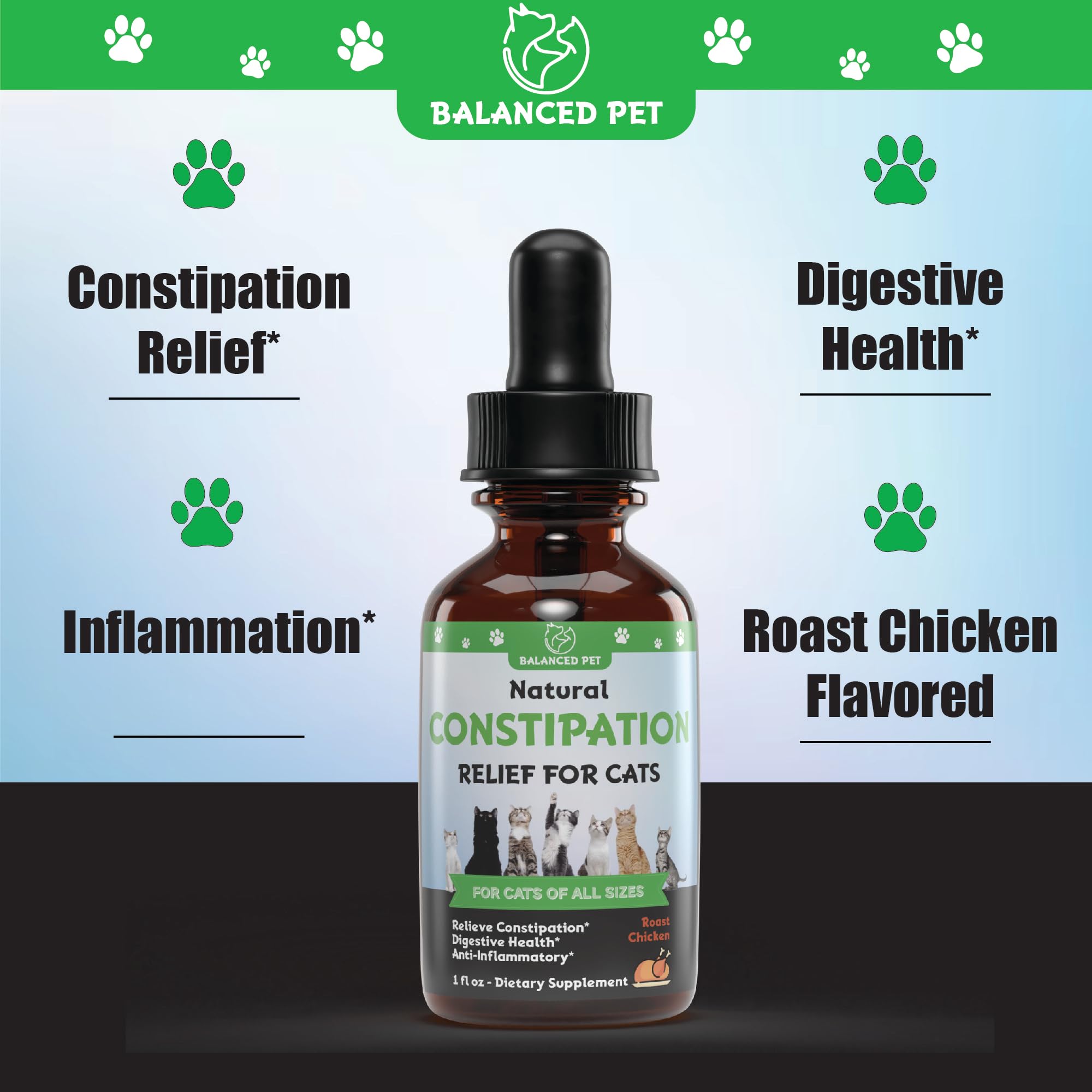 Natural Cat Constipation Relief :: Cat Laxative :: Cat Laxative Constipation Relief :: Constipation Relief for Cats :: Constipation Relief for Cat :: Cat Constipation :: 1 fl oz :: Chicken Flavor