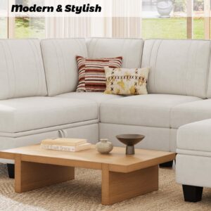 Belffin Velvet Sectional Sofa with Storage Ottoman Cream L Shaped Couch Sofa Convertible L-Shaped Sofa Beige