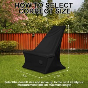 GJMZTQG Heavy Duty Outdoor Wooden Folding Chair Cover, 600D Waterproof UV Resistant Anti-Fading Patio Chair Cover, with Air Vent and Drawstring, Black,30"L x 21.5"W x 31.5"H