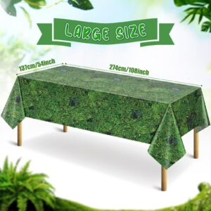 YIDAKO 3Pcs Green Moss Plastic Tablecloths Green Grass Green Leaf Table Cloth Disposable Rectangle Table Cover for Picnic Nature Forest Jungle Theme Party Decorations, 54 X 108inch