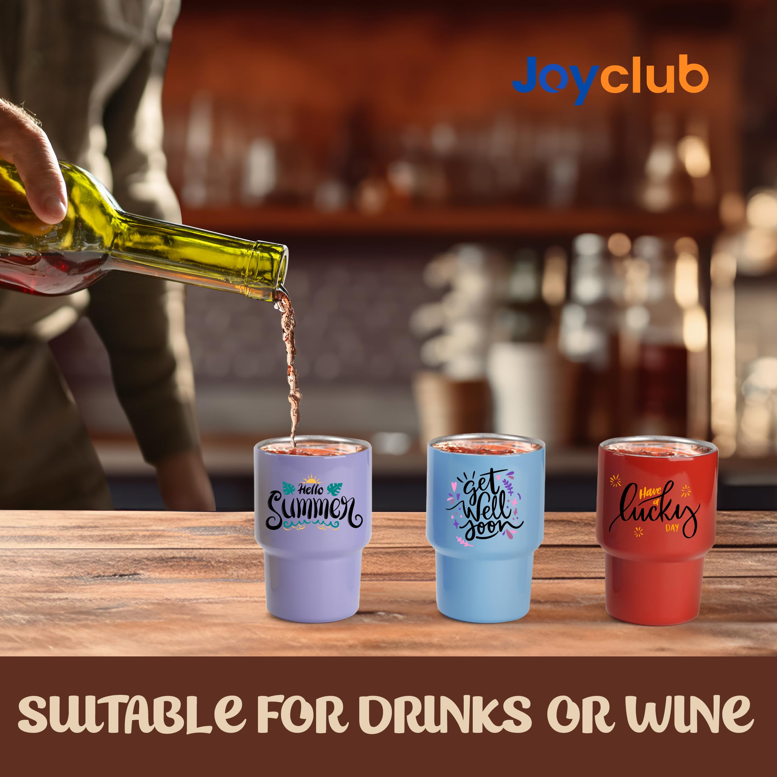 Joyclub 3 oz Mini Tumbler Shot Glass with Straw 6 Pack Colored Sublimation Shot Glasses Mini Shot Cups with Lids and Straws Double Wall Vacuum Insulated Cup