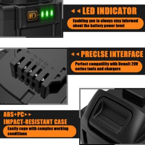 2Packs 6.0Ah Lithium-ion Replacement Battery Compatible with Dewalt 20V Max Battery DCB200 XR Series Cordless Power Tools