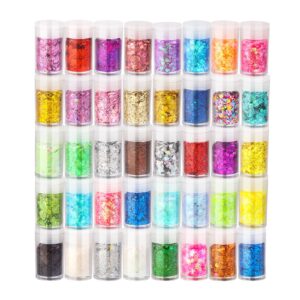 ciyowta chunky glitter, chunky and fine glitter mix, holographic glitter for resin, glitter for crafts, set of 40 colors, cosmetic glitter for nails face tumbler body hair painting epoxy art glitter