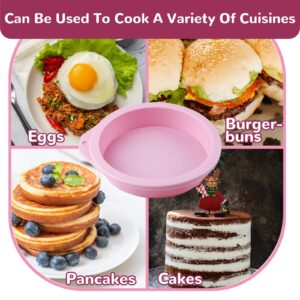 4 Pcs Air Fryer Egg Molds Round Silicone Molds Air Fryer Bites Egg Molds Non-Stick Air Fryer Accessories for Baking Muffin Top Pan 4 inch Mini Pancake Mold for Cake Muffin Top